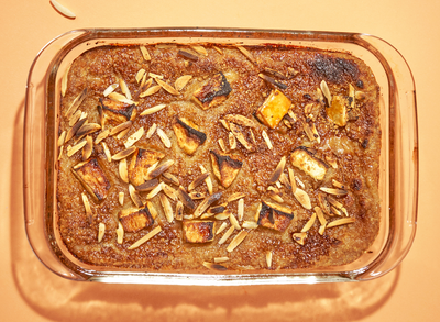 Baked apple mylkrice with almonds
