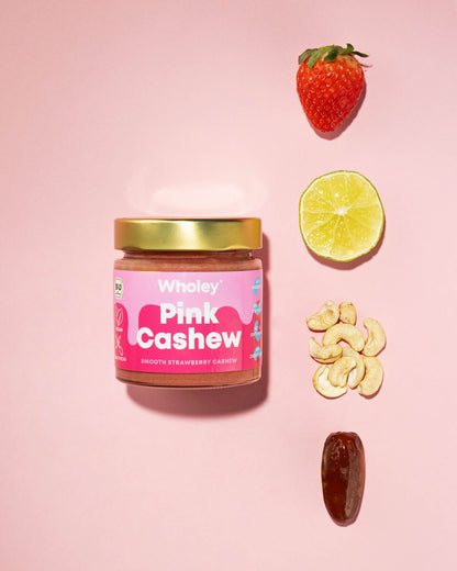 Pink Cashew, Erdbeere, Limette, Cashews und Dattel